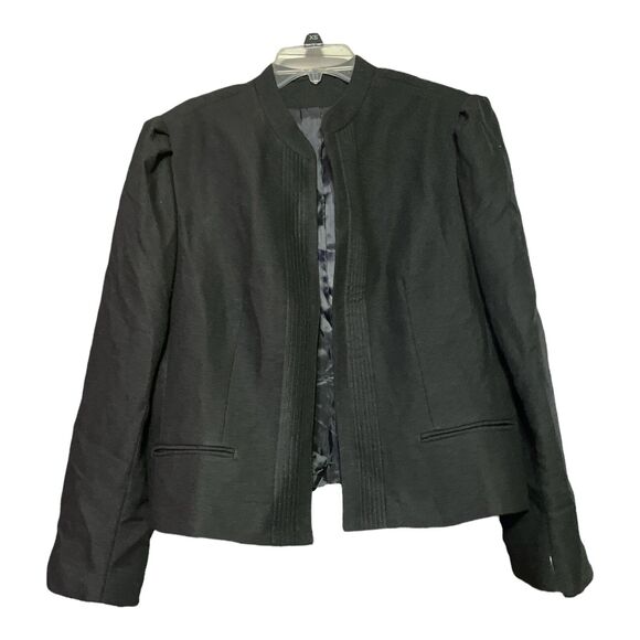 Vintage Villagio Womens Black Worsted Wool Blend Open Front Jacket Size 18 New - Picture 1 of 7